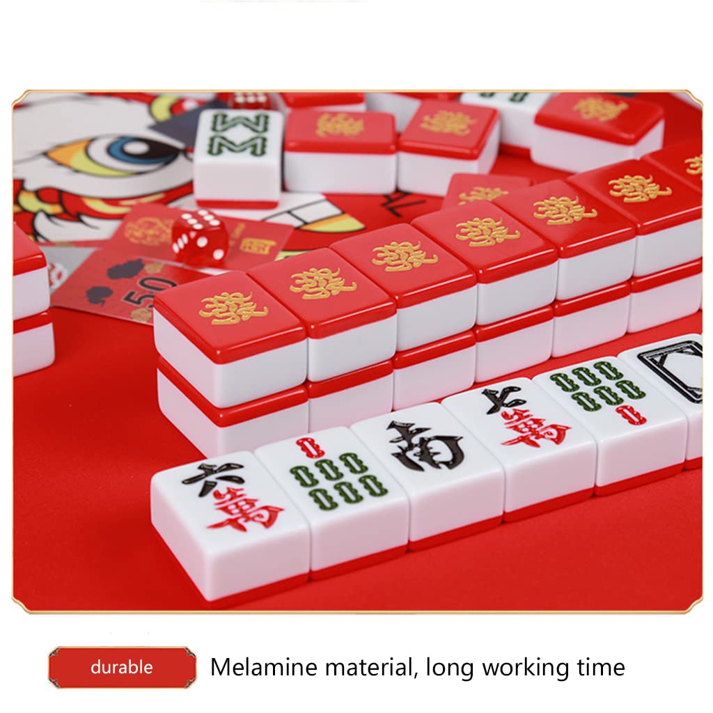 Portable Chinese Mahjong Set - 144 Melamine Tiles with Ornate Storage Case | Travel Board Game for Family & Friends | Perfect for Game Nights, Parties & Cultural Entertainment