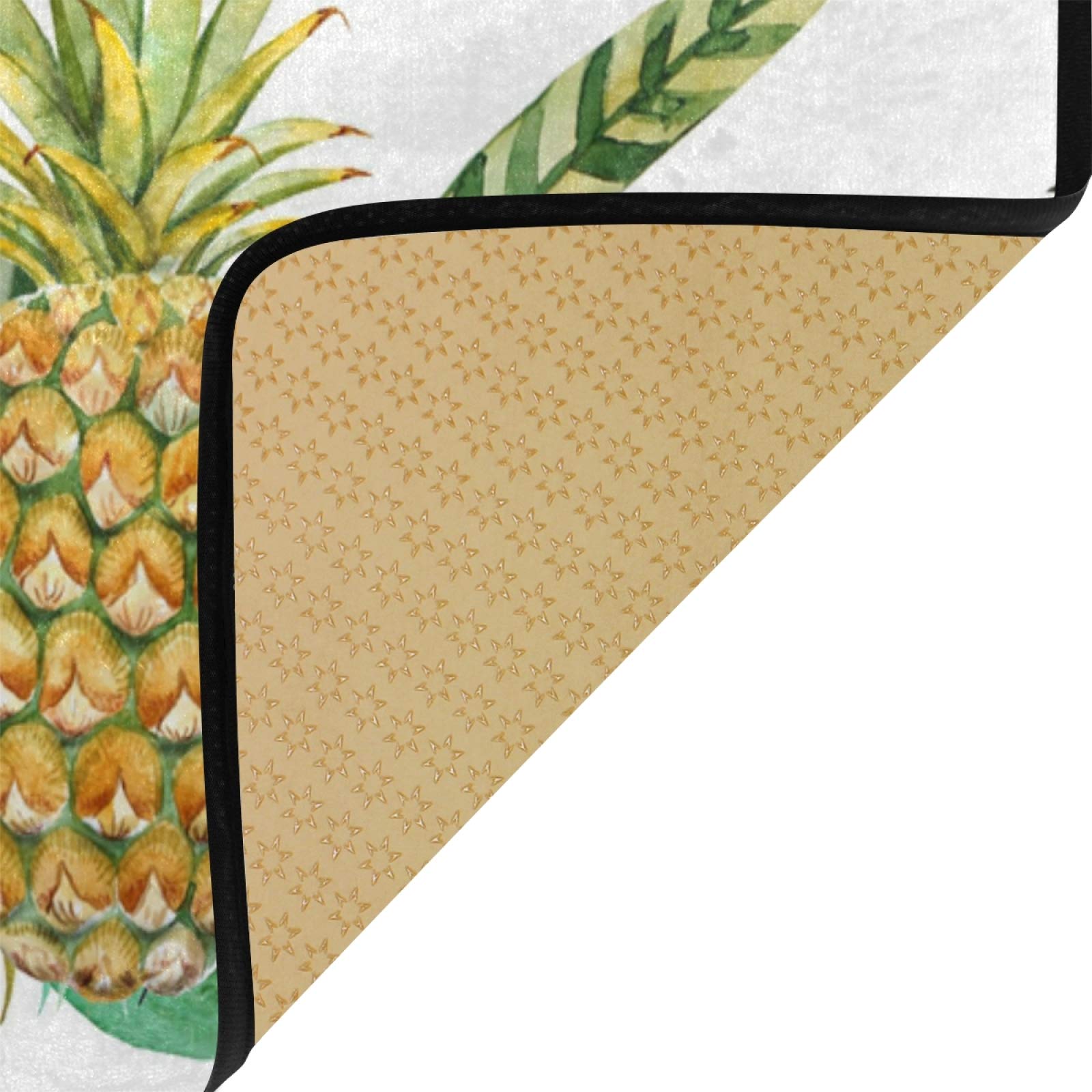 Non-Slip Kitchen Rug Mats 39x20 Inch - Tropical Pineapple Design Soft Bathroom Doormat & Runner for Home Decor - Perfect for Kitchens, Bathrooms & Entryways