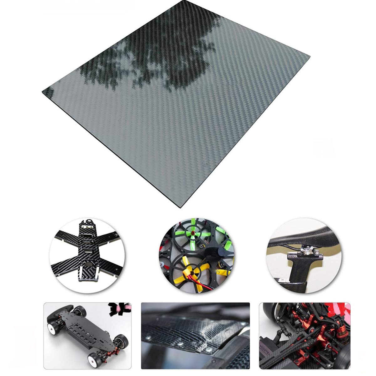 3K Carbon Fiber Plate Panel Sheet - 300mm x 400mm x 3.5mm - 100% Carbon Fiber Laminate for CNC Machining, Drone Parts & DIY Projects - Twill Weave with Glossy Surface - Perfect for Aerospace, Automotive & RC Hobby Applications