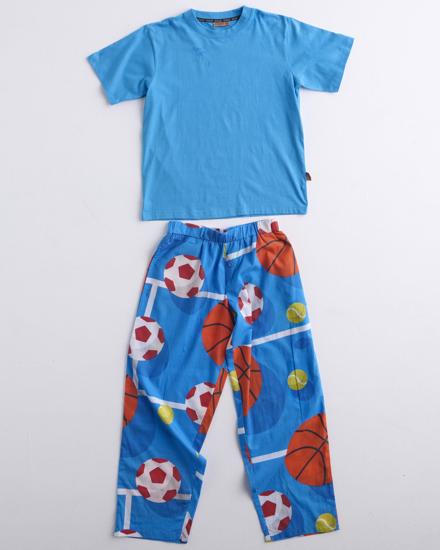Balls Up Teen Organic Cotton Tee & Pant Pajama Set - Soft Comfy Sleepwear for Boys & Girls - Perfect for Sleepovers, Lounging & Relaxing at Home