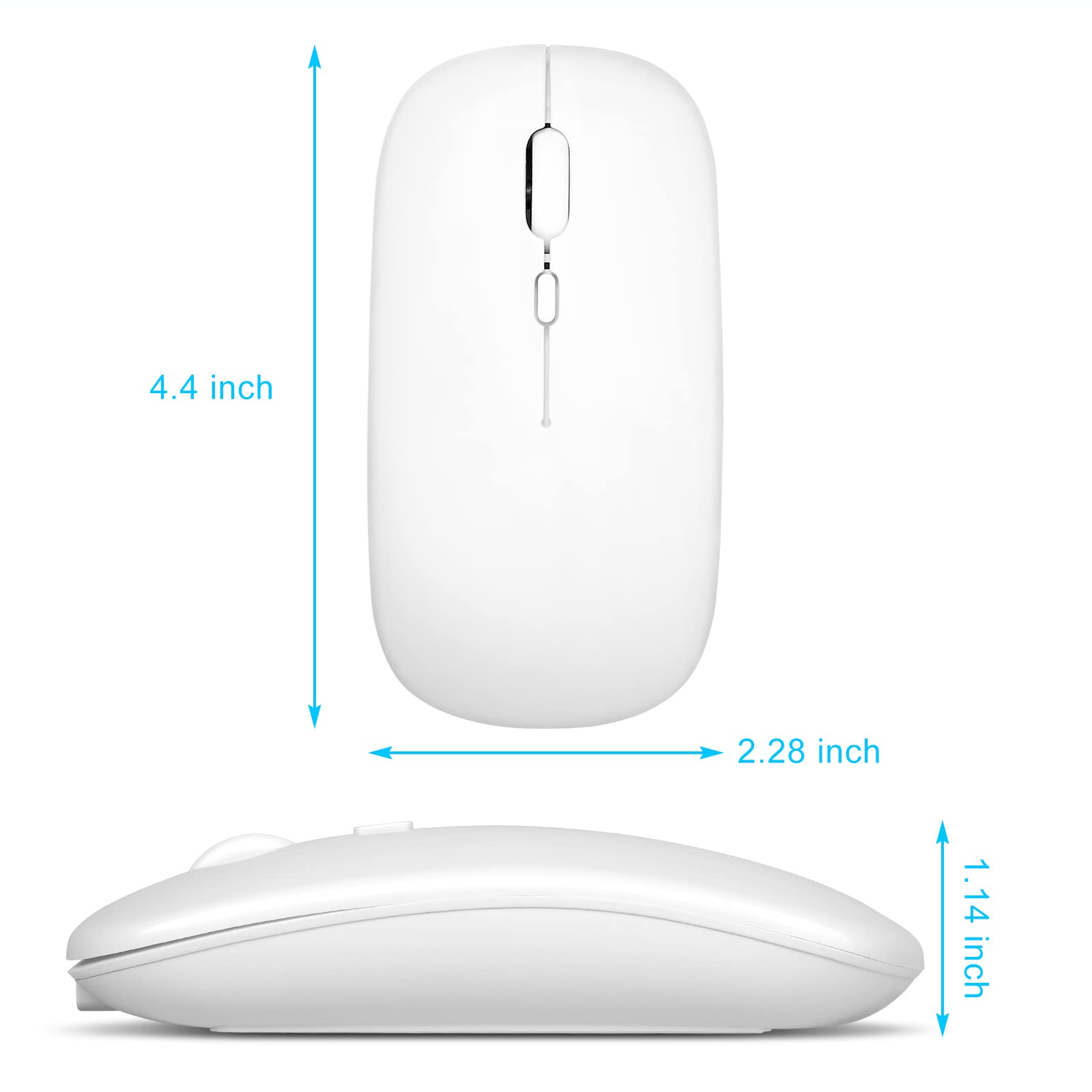 UrbanX Bluetooth Rechargeable Wireless Mouse for Dell G5 15 5510 Gaming Laptop, Compatible with PC/Mac/iPad Pro/Tablet/Android, Pure White - Ideal for Gaming, Office, and Travel Use