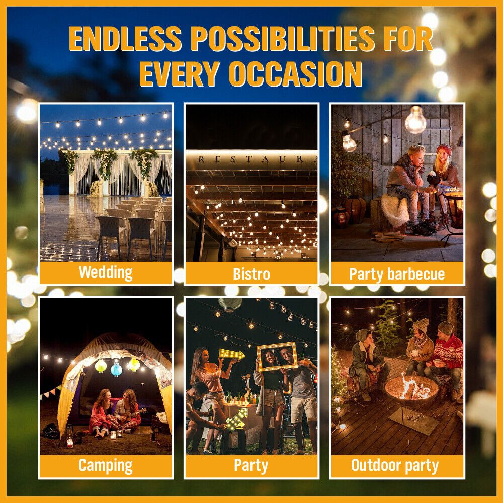 15 LED Solar Powered 18.2M String Lights - Waterproof Outdoor Fairy Lights for Wedding, Party, Garden, Patio & Backyard Decor