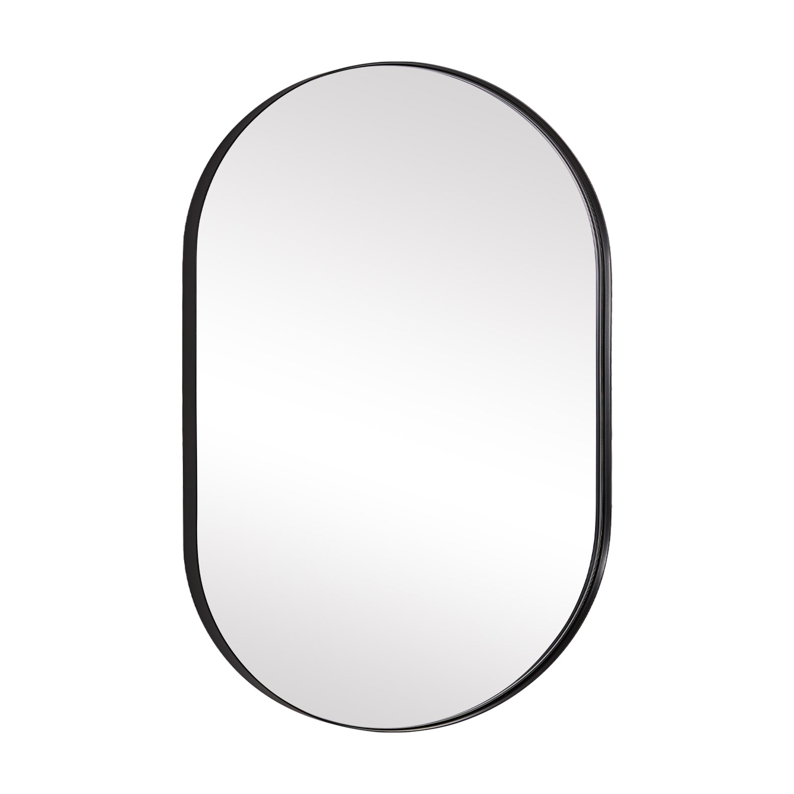 Modern Long Oval Pill-Shaped Capsule Wall Mirror with Stainless Steel Frame - Elegant Bathroom, Bedroom & Entryway Decor for Home & Office