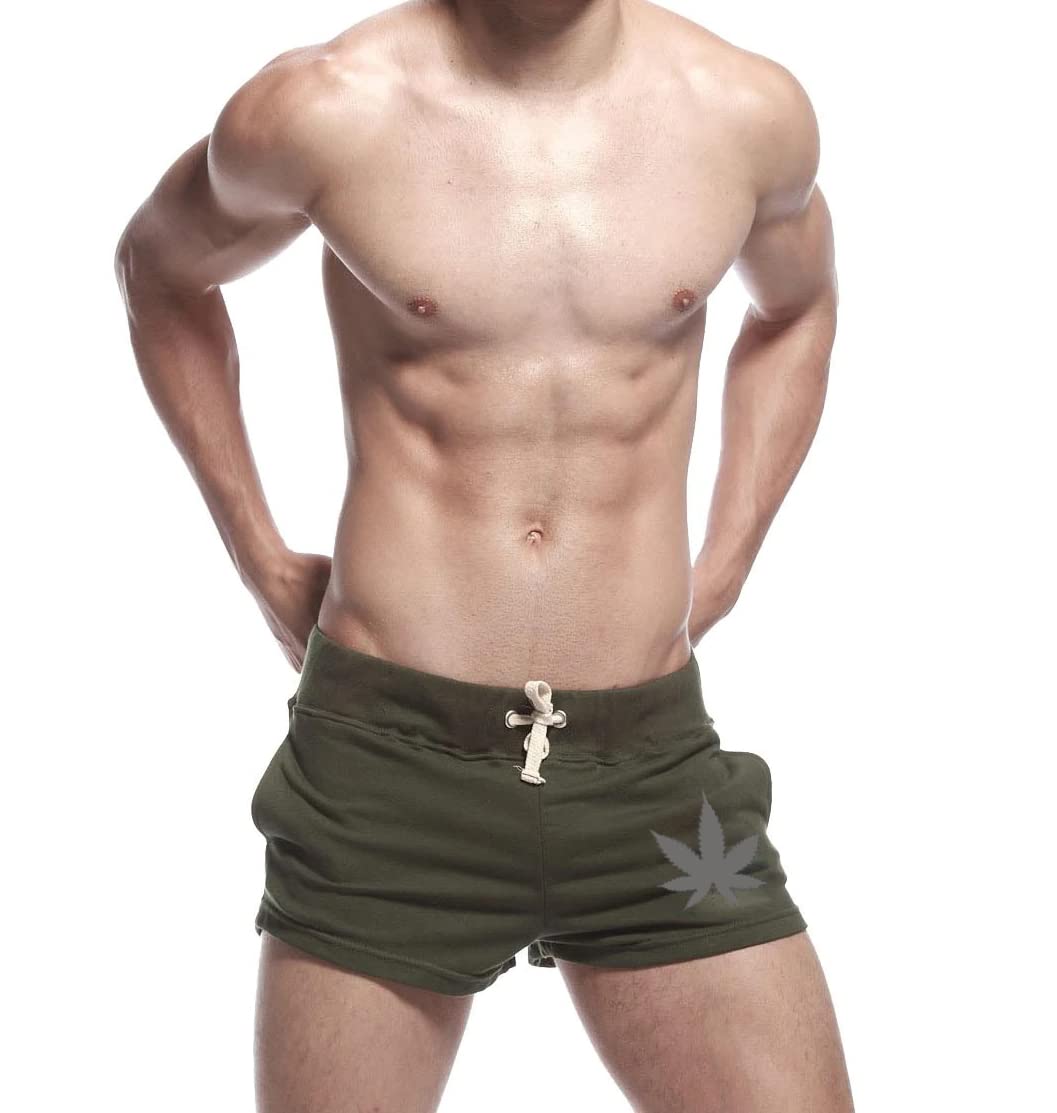 Hotfits Men's Green Cotton Gym Shorts - Breathable Workout Shorts for Running, Training & Casual Wear - Comfortable Athletic Shorts for Men