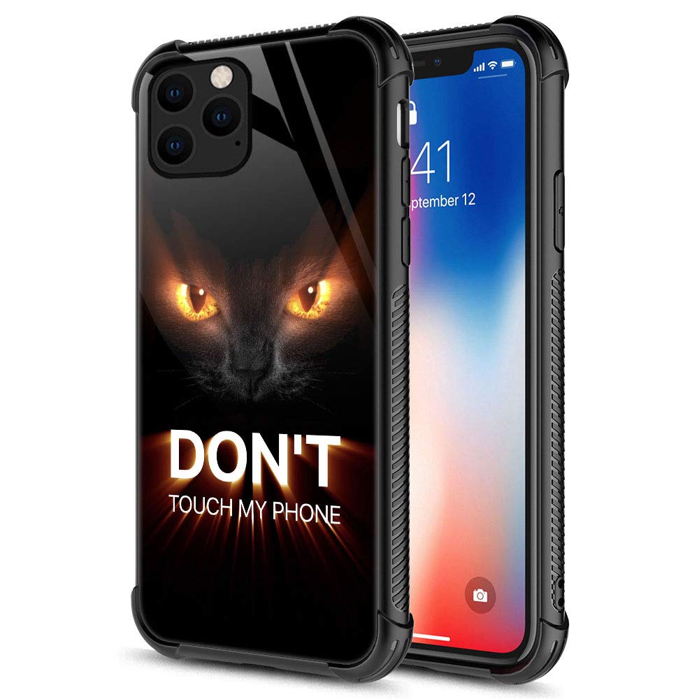 Angry Cat Phone Case for iPhone 12 Mini - Shockproof Soft Silicone TPU Cover with Tempered Glass Screen Protector - Cute Protective Case for Women Girls (Perfect for Daily Use, Work & Travel)