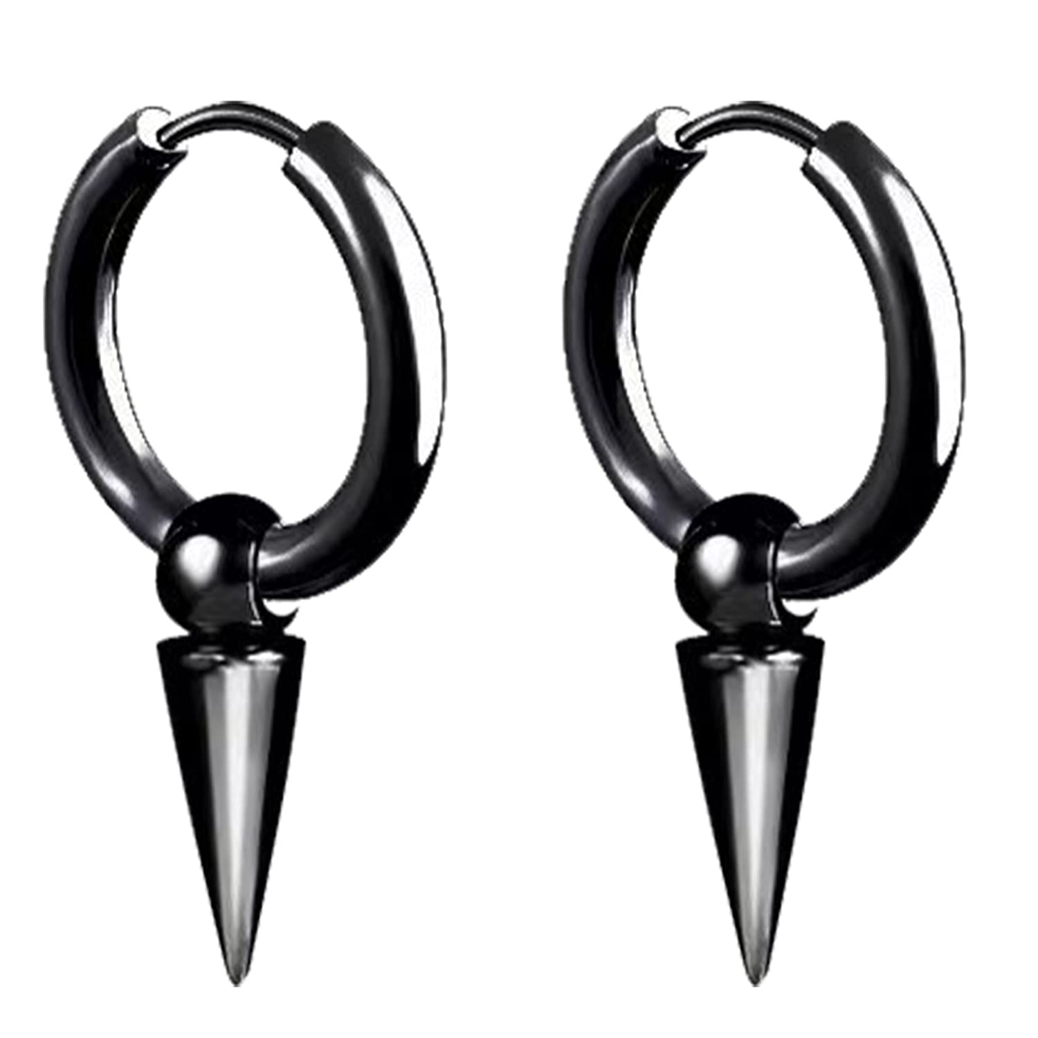 Personalized Punk Spike Dangle Drop Hoop Earrings for Women & Men - Stainless Steel Cartilage, Tragus & Helix Cuff Earrings - Geometric Wrap Hoops for Gothic, Rock & Alternative Fashion