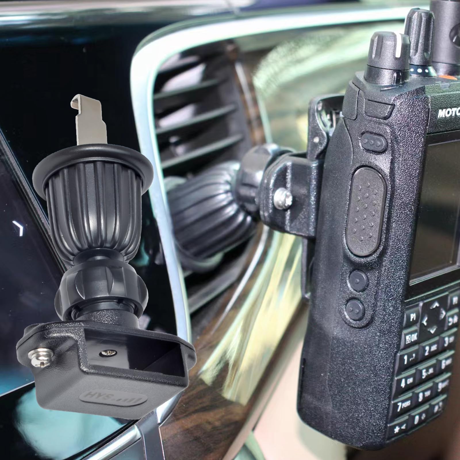 Durable Steel 2-Way Radio Belt Clip & Car Vent Mount Holder for Motorola, BaoFeng, Yaesu, Midland, Cobra, Uniden Walkie Talkies - Perfect for Construction, Security, Outdoor Adventures & Emergency Communication