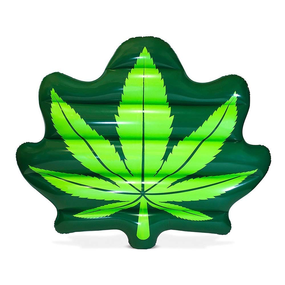 Inflatable PVC Floating Bed with Green Leaf Design - Swimming Ring Air Mattress for Pool, Lake & Beach - Water Drainage Toy for Relaxation & Fun
