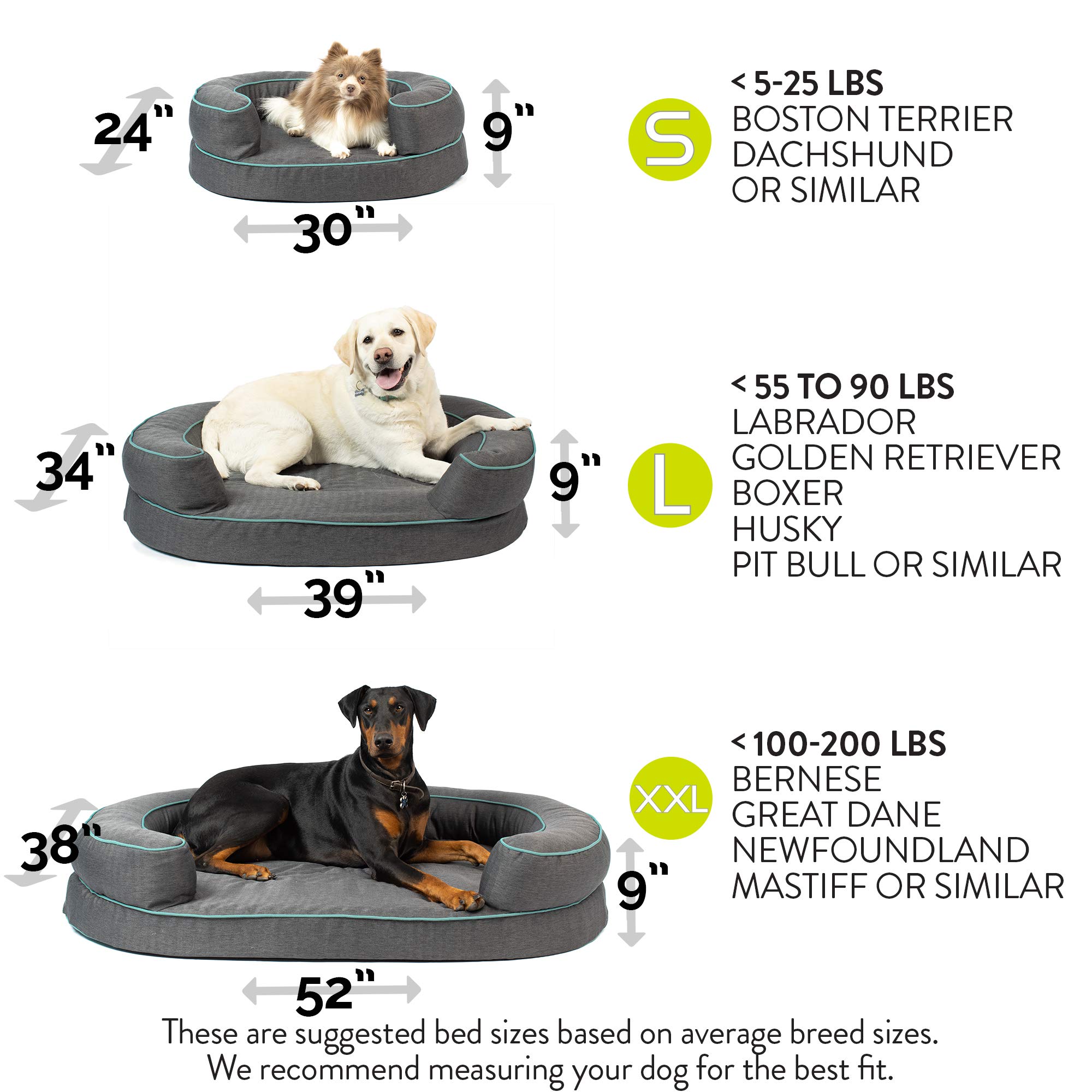 Hyper Pet Durable Dreamer Deluxe Orthopedic Dog Bed - HyperFoam & HyperLock Support for Small, Large & X-Large Dogs (39