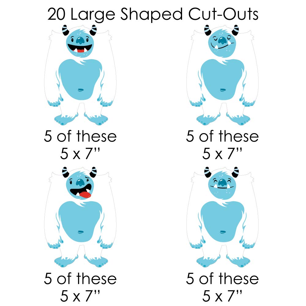 Big Dot of Happiness Yeti to Party - Abominable Snowman Birthday Party DIY Decorations - 44-Piece Clothespin Garland Banner for Kids' Birthday, Winter Themed Events & Holiday Decorations