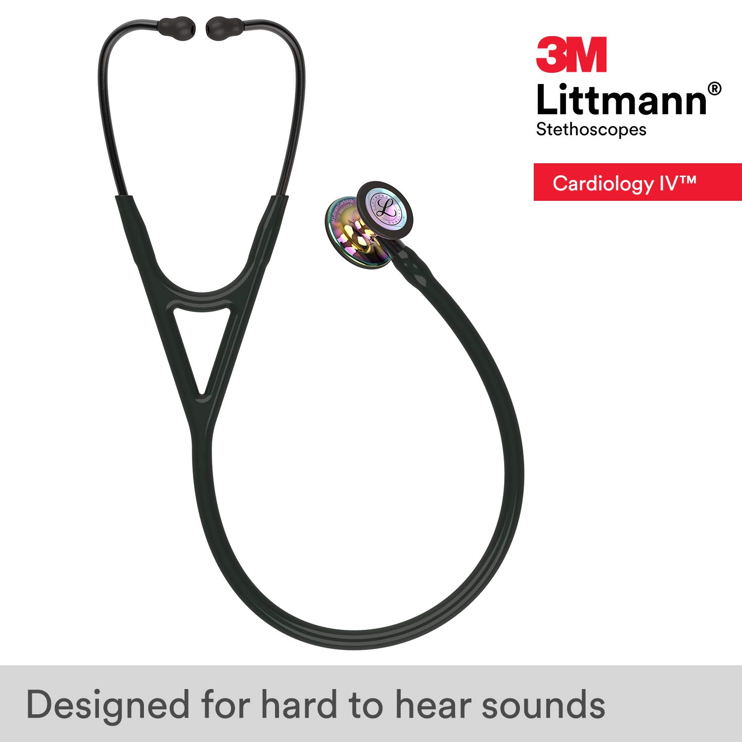 3M Littmann Cardiology IV Diagnostic Stethoscope - 6240 Model with 2X Louder Sound*, Lightweight Design**, Stainless Steel Rainbow Chestpiece - 27