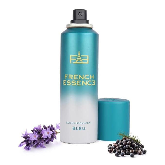 FRENCH ESSENCE Men's Deodorant Spray - Long Lasting Fragrance, Fresh Scent, No Gsa Deo (Bleu) 120ml - Pack of 2 | Body Spray for Daily Use, Gym, Work & Outdoor Activities