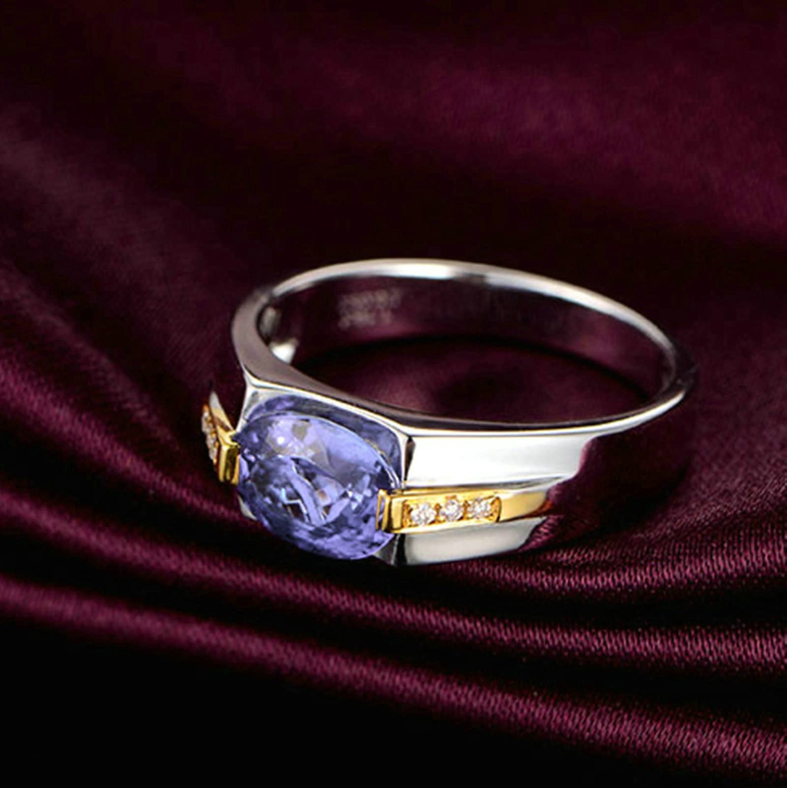 Sterling Silver Infinity Ring with Light Purple Bio-Color Oval Zircon - Women's Engagement Band Size 10.5 - Perfect Valentine's Gift for Her, Anniversary & Special Occasions