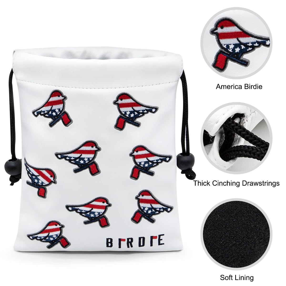 Premium Leather Golf Valuables Pouch with Drawstring Closure - Portable Golf Tee & Ball Organizer - Ideal for Golf Course, Travel & Sports Accessories Storage