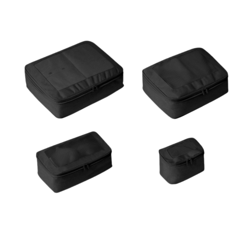 Comfort Travel CC07 Set of 4 Black Compression Packing Cubes for Suitcase Organization - Perfect for Travel, Business Trips & Vacation Packing