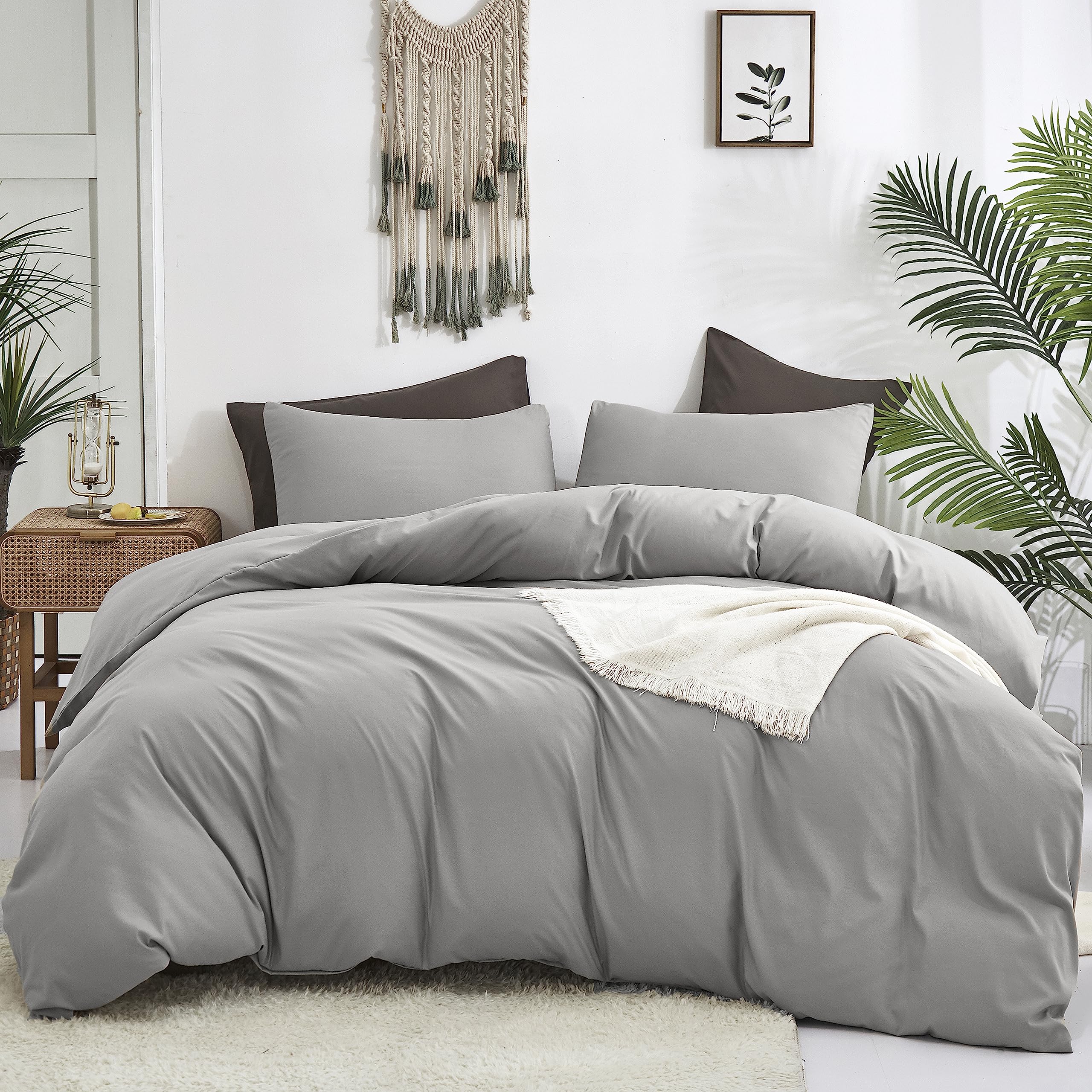 Premium Cottonight Silver Grey Comforter Set King Size - Soft, Breathable & Durable Light Grey Bedding Set with Quilted Blanket | Perfect for Master Bedroom, Guest Room & Cozy Winter Nights