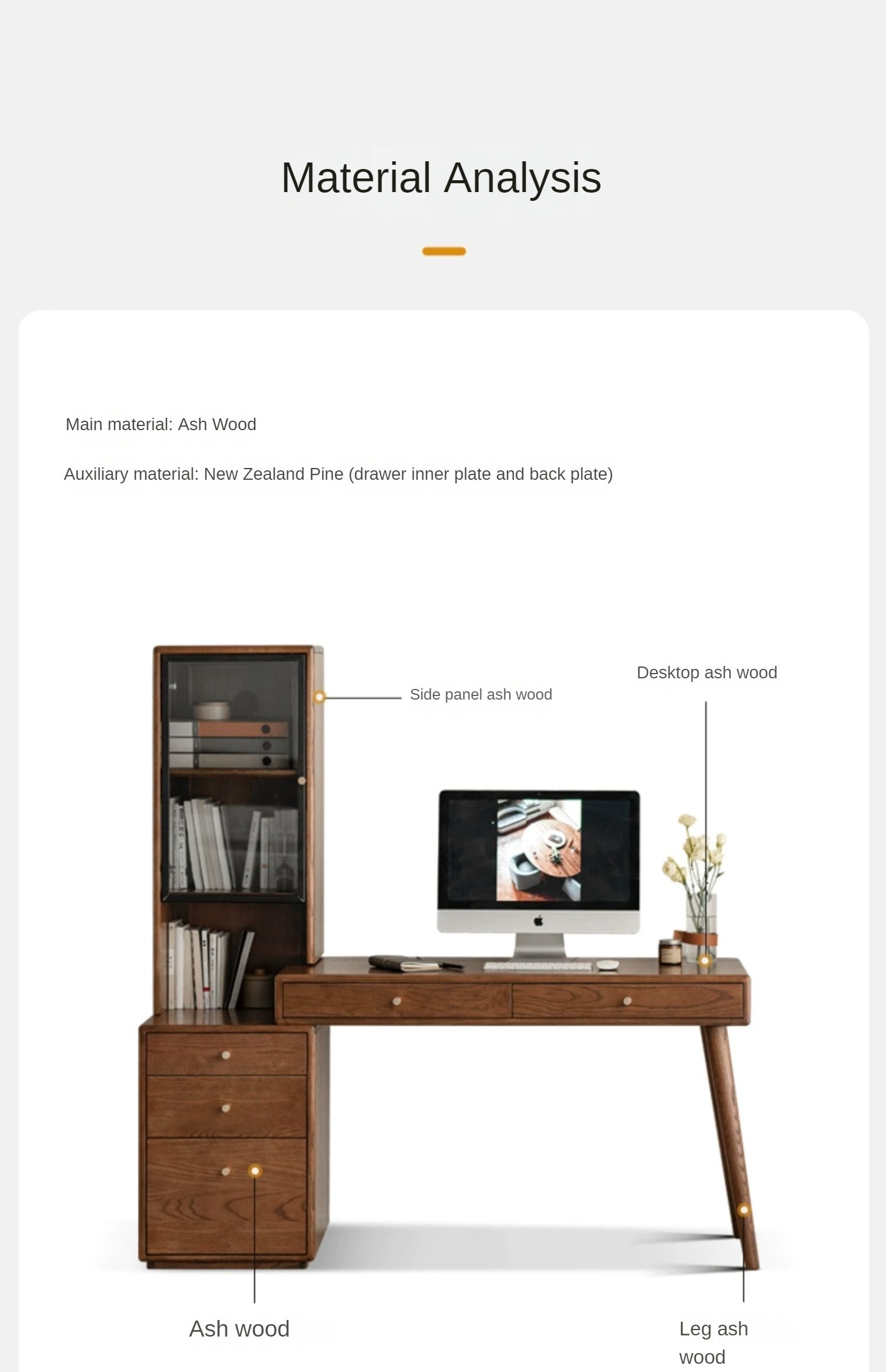 Premium Black Walnut & Ash Solid Wood Adjustable Height Modern Office Desk - Perfect for Home Office, Study Room & Workspace
