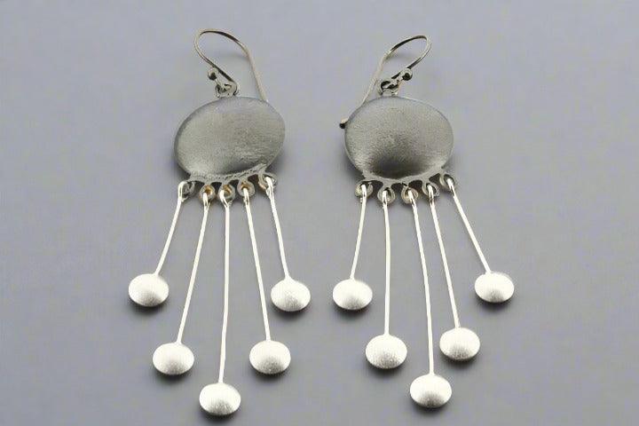 Leizl Shield Drop Earrings - Silver & Oxidized Vintage Style Dangle Earrings for Women - Perfect for Parties, Weddings & Everyday Wear