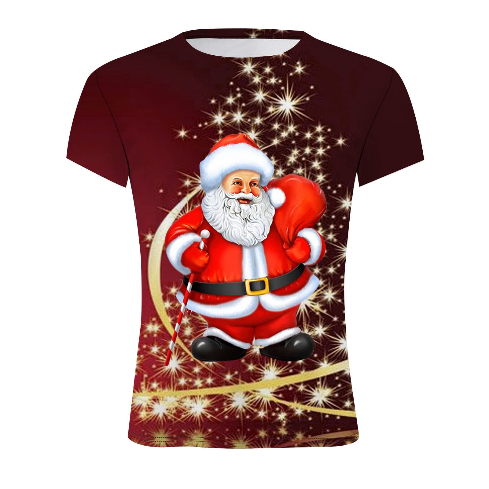 Men's Casual Printed Christmas & Autumn Short Sleeve T-Shirt - Beige Crew Neck Top for Winter & Fall - Perfect for Holiday Parties, Office Casual Wear & Seasonal Outfits