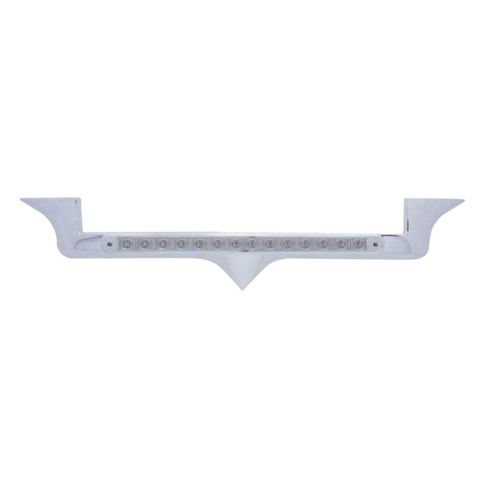 United Pacific 37823 Chrome Hood Emblem with 14 LED Light Bar - Green LED/Clear Lens Replacement for Kenworth Trucks | Heavy Duty Truck Accessory for Night Visibility & Custom Styling