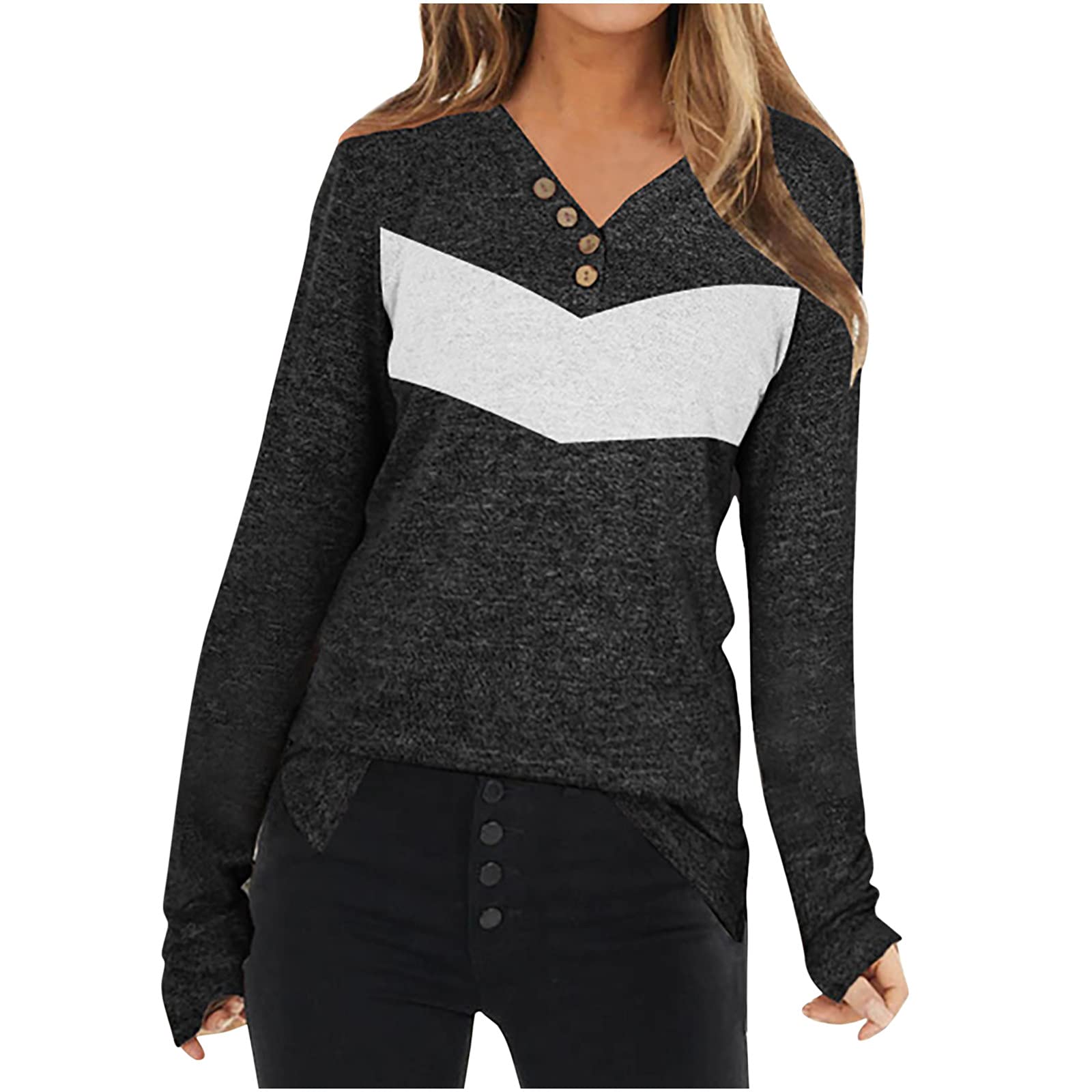 Women's Volleyball Jersey Halter Neck Pullover Top - Long Sleeve V-Neck Button Down Casual Loose Fit Shirt for Sports & Outdoor Activities