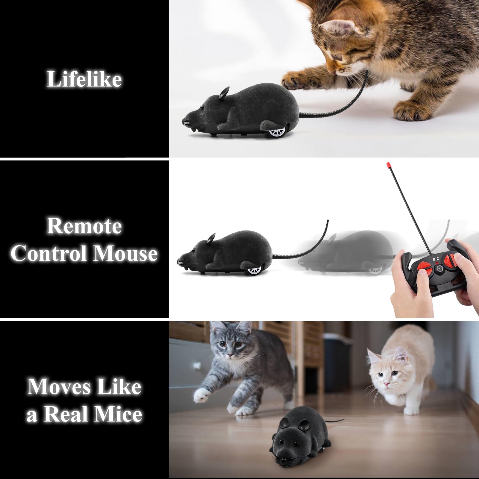 Aerbee Remote Control Rat Toy - Electronic RC Mouse for Cats, Interactive Pet Toy with Realistic Movement & Sound - Funny Wireless Chasing Prank for Pets - Perfect for Playtime, Training & Halloween Pranks