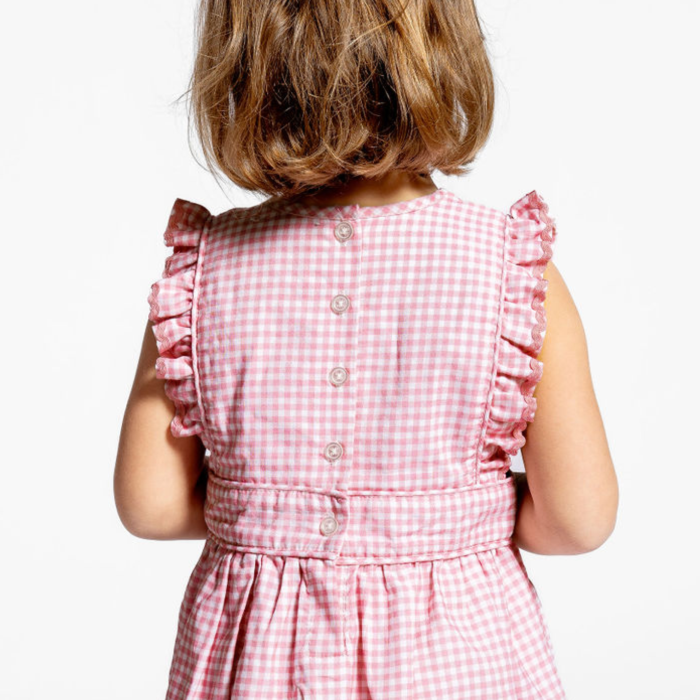 Girls Pink Guava Gingham Pinafore Dress - Cute Summer Outfit for School, Parties & Family Photos