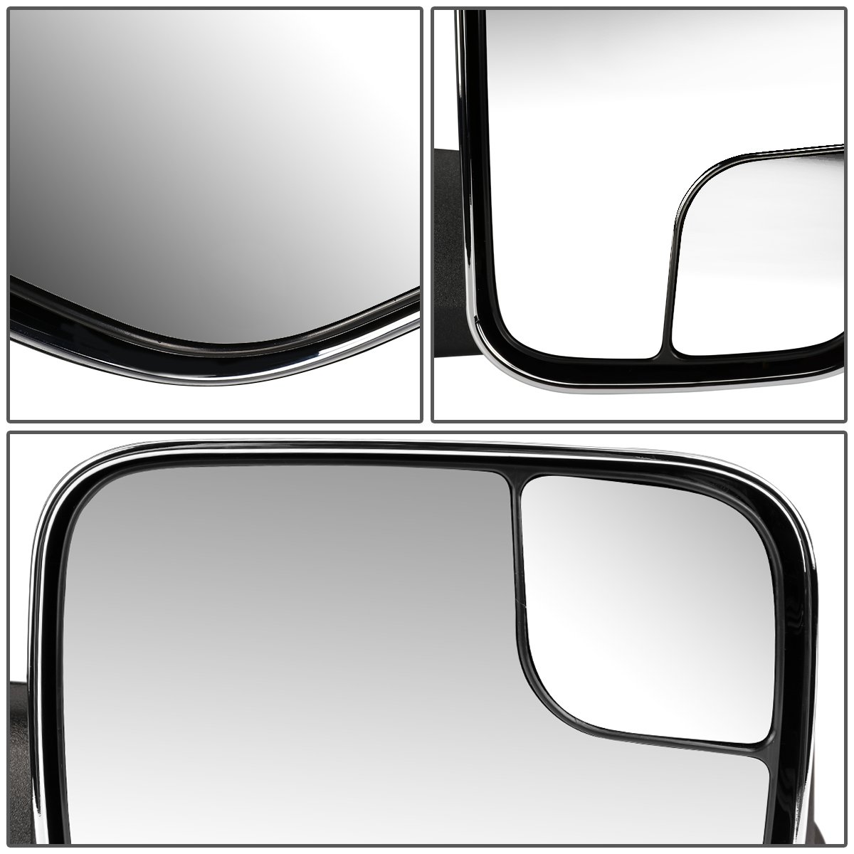 DNA Motoring TWM-023-T999-CH-AM Chrome & Amber LED Towing Mirrors for 1994-1997 Dodge Ram 1500/2500/3500 - Power Adjustable, Enhanced Visibility for Safe Towing & Night Driving