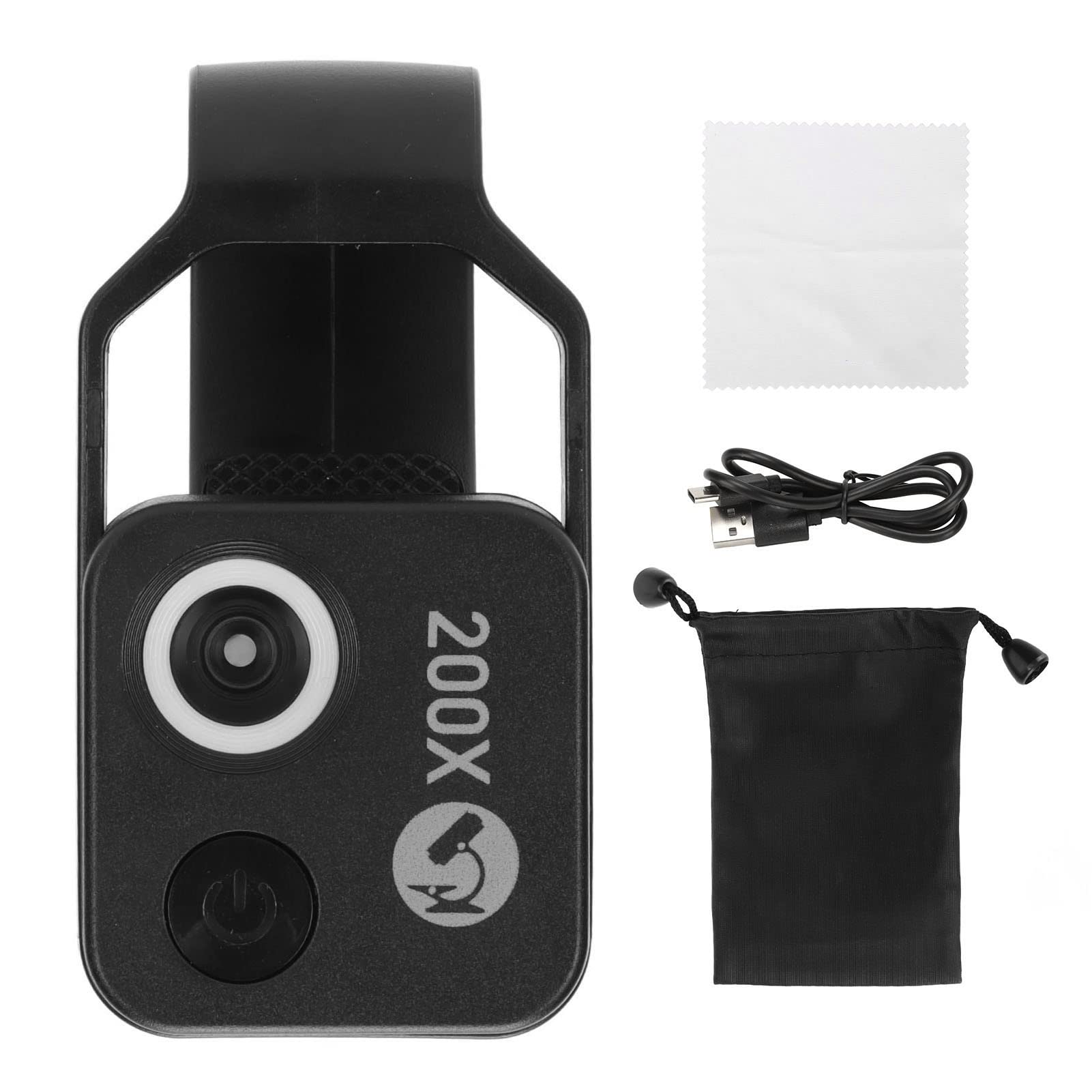 200X Zoom Pocket Phone Microscope with Adjustable LED Light & CPL - Portable Mini Microscope for Plant Study, Coin Inspection & Science Exploration (Black) - Perfect for Hobbyists, Students & Researchers