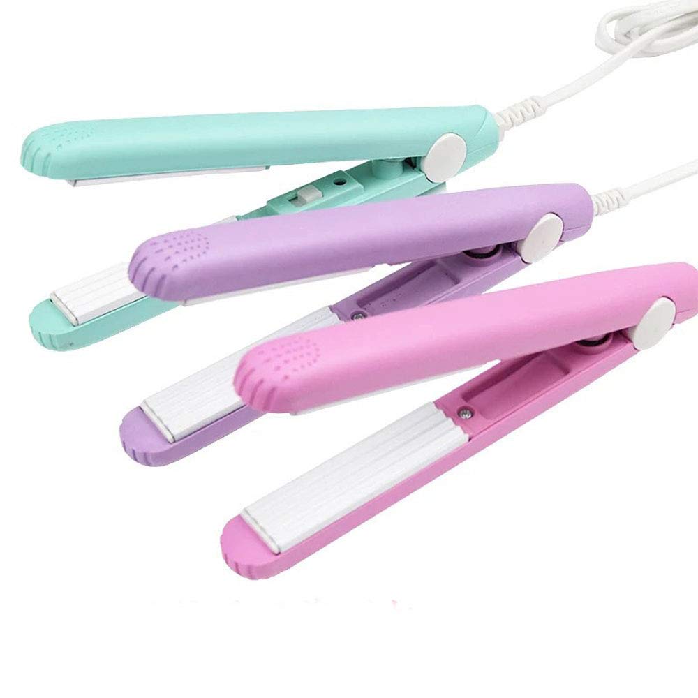 WIDEROZONE Mini Ultra-Thin Hair Straightener for Women - Travel Size Flat Iron with Adjustable Temperature (White, Purple, Pink, Green) | Perfect for Home Use, Travel & On-the-Go Styling