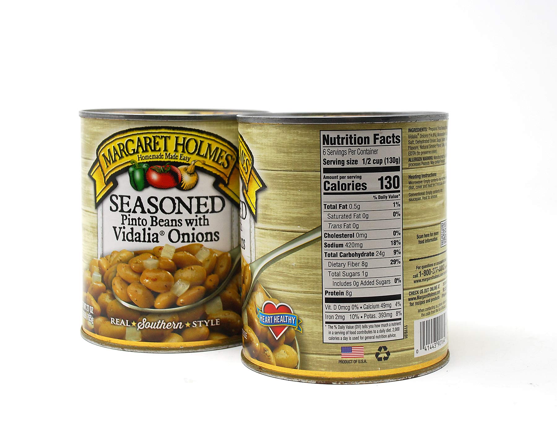 Margaret Holmes Seasoned Pinto Beans with Vidalia Onions - 2 Pack (27 Oz Each) | Premium Canned Beans with Sweet Onion Flavor | Perfect for Chili, Soups, and Southern Recipes