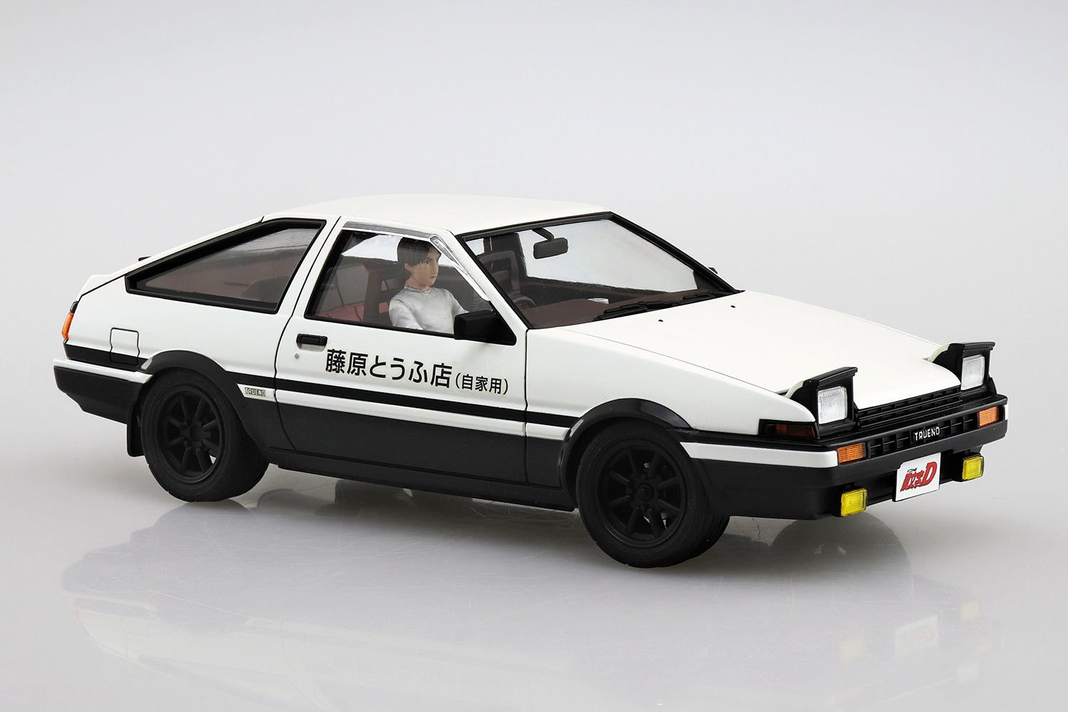 1/24 Aoshima Initial D Takumi Fujiwara AE86 Trueno Project D Model Kit with Driver Figure - Perfect for Anime Fans & Car Enthusiasts Collection Display