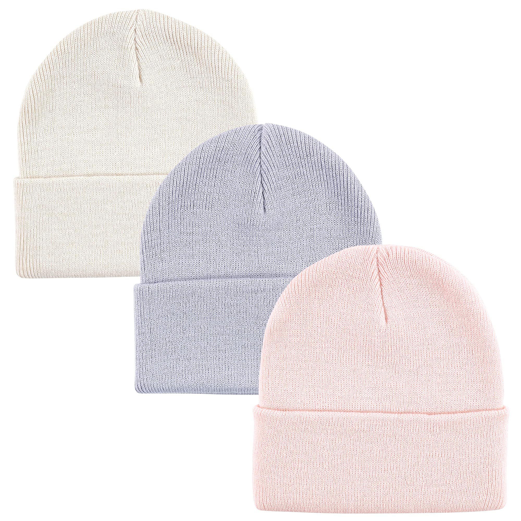 Hudson Baby Knit Cuffed Beanie 3pk - Soft Winter Hats for Infants