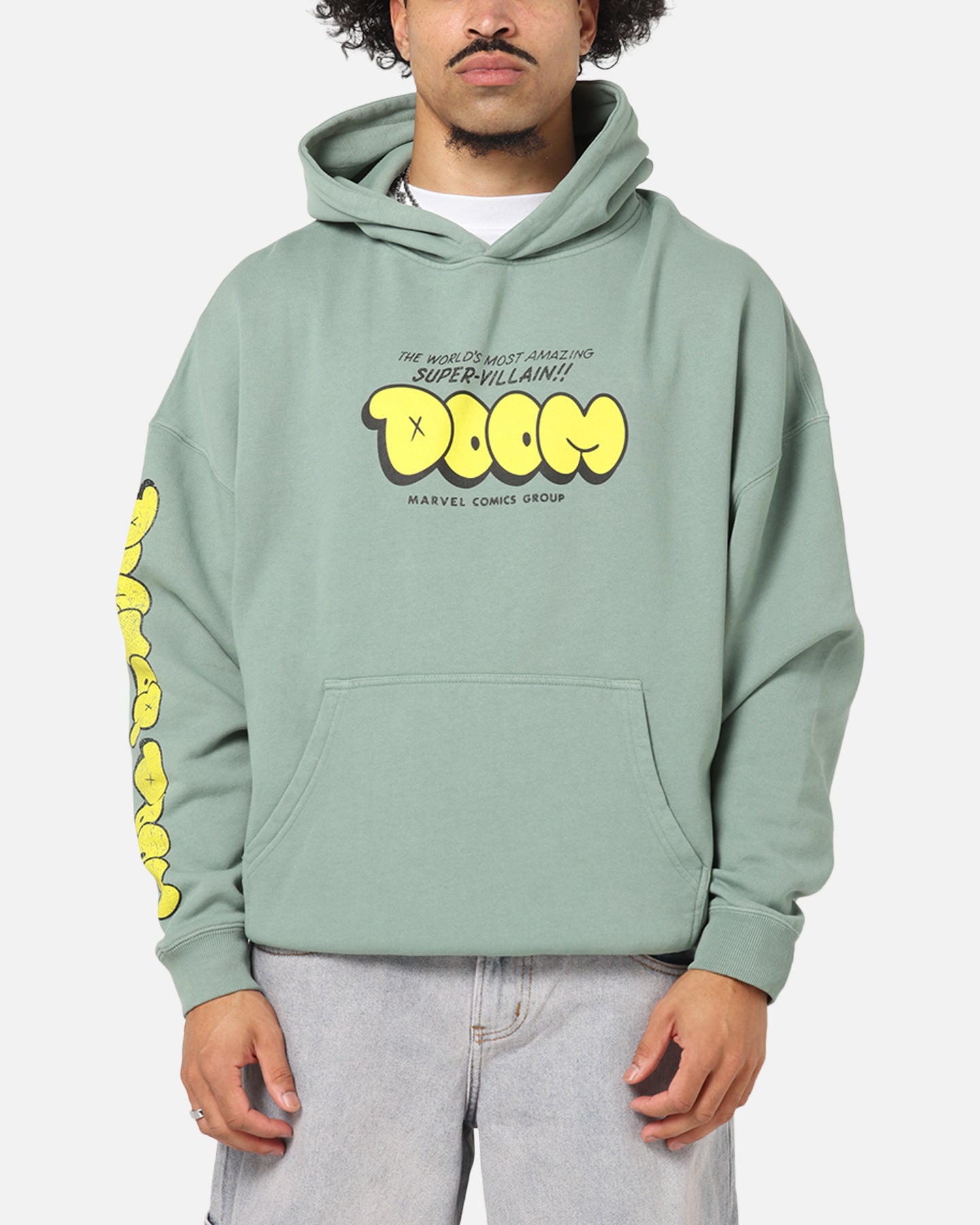 Marvel Doctor Doom Villain Hoodie - Washed Green Pullover Sweatshirt for Men & Women | Cosplay, Halloween Costume, Comic Con Outfit, Superhero Fan Gift
