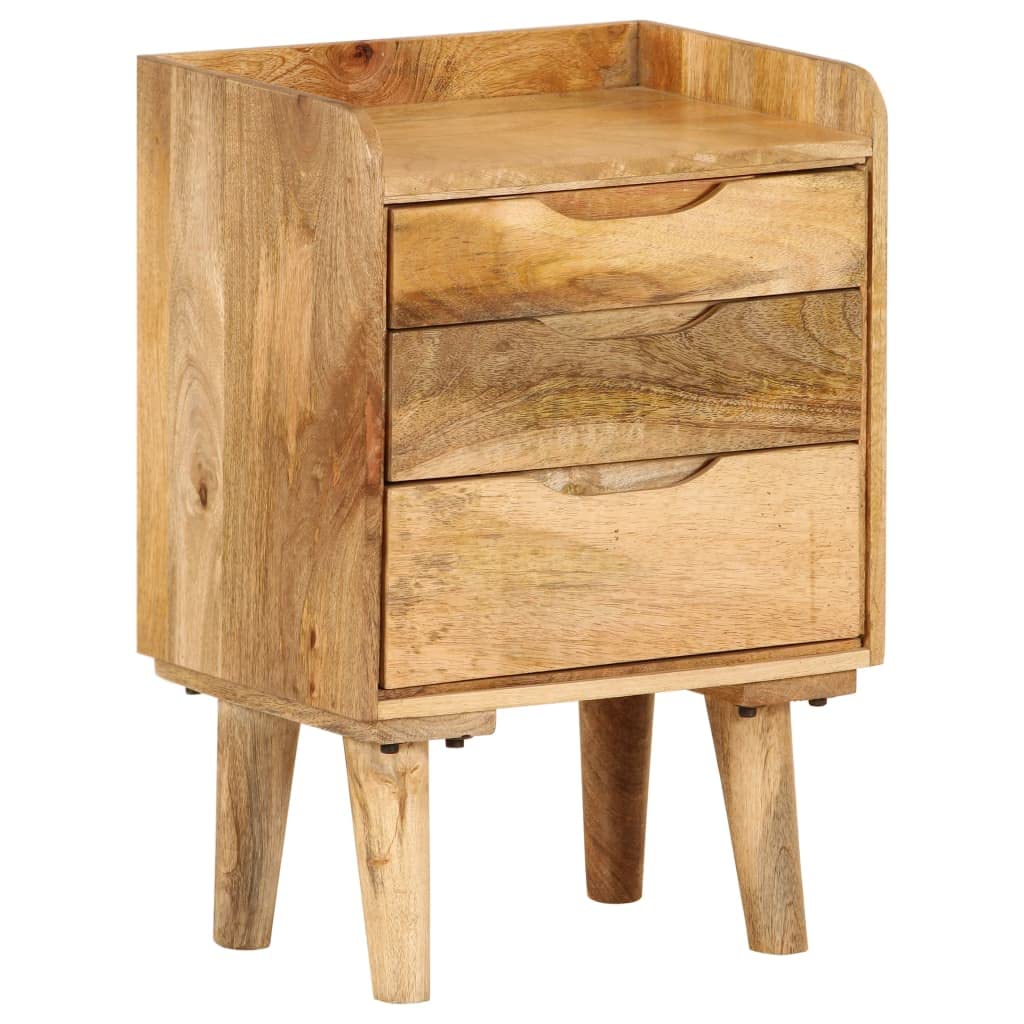 Versatile Nightstand with Storage Drawer - Solid Mango Wood Bedside Table (15.7