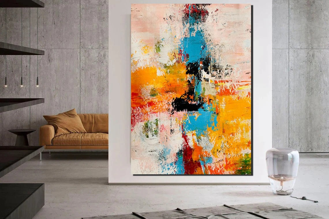 Hand Painted Extra Large Modern Abstract Wall Art - Acrylic Canvas Painting for Living Room & Bedroom Decor | Simple Contemporary Home Decor Ideas for Walls