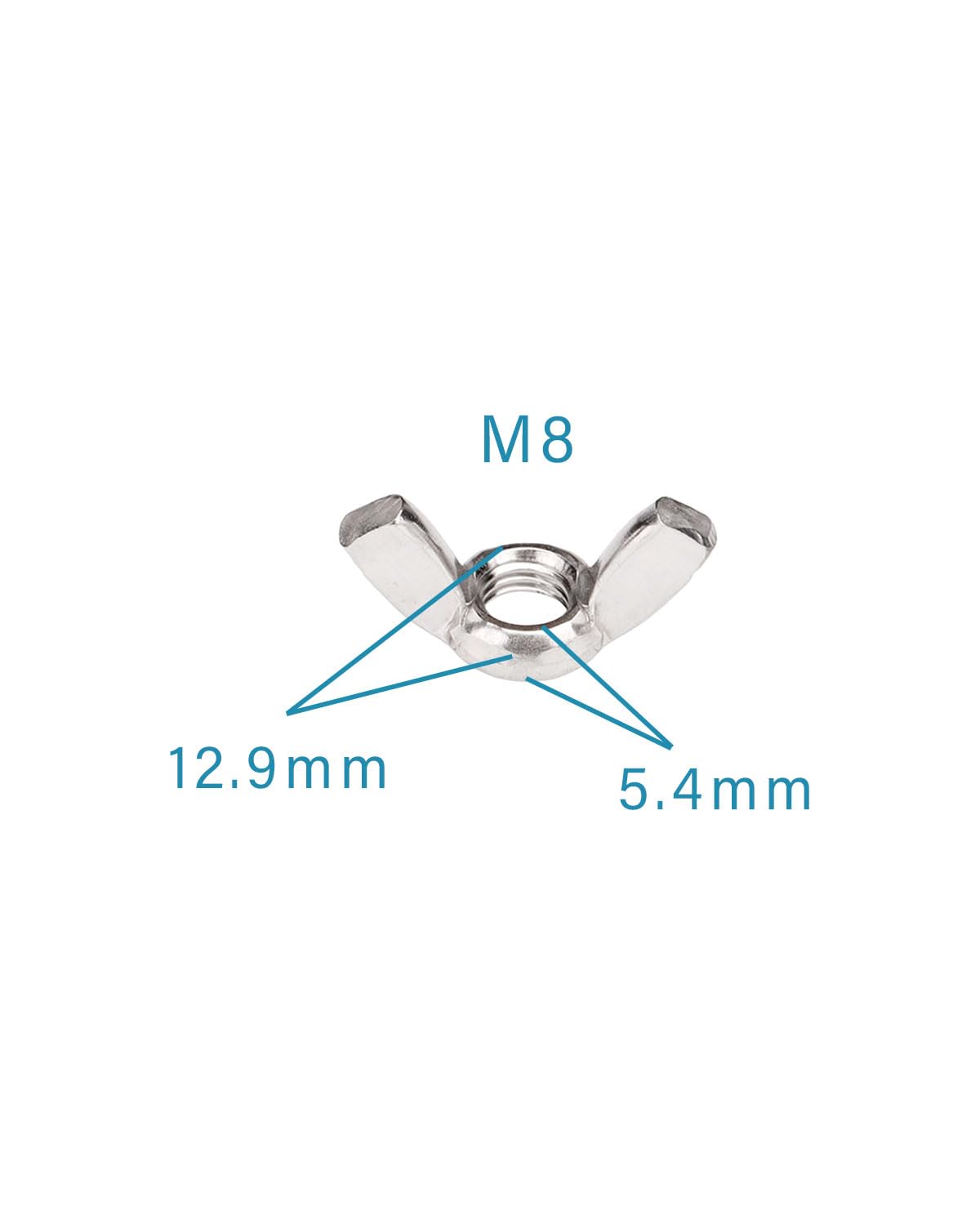 304 Stainless Steel M8 Wing Nuts (Pack of 10) - Corrosion Resistant Hardware for DIY, Home Repair & Industrial Use - Perfect for Plumbing, Machinery & Automotive Applications