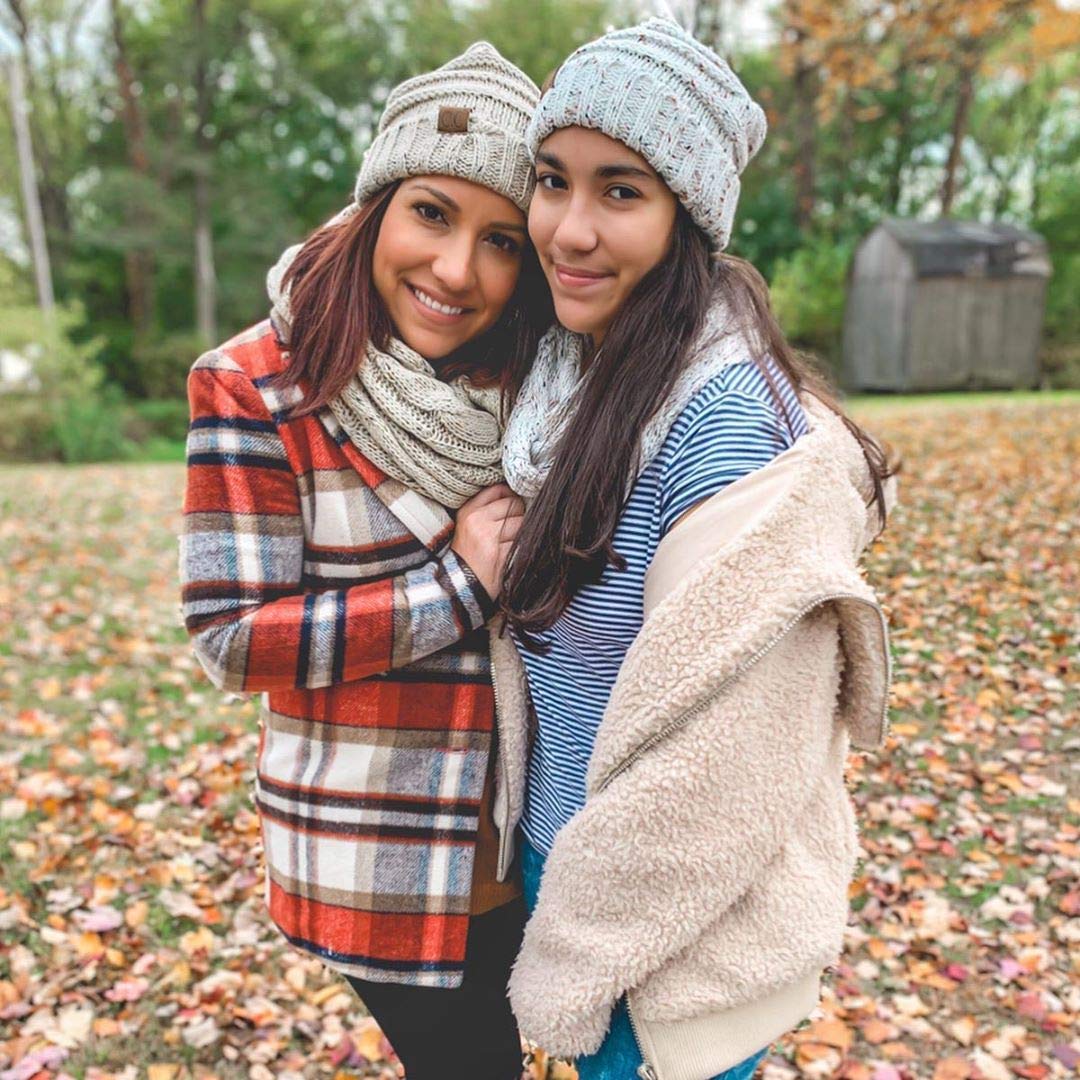 Funky Junque Matching 2-Pack: Oversized Beanie & Infinity Scarf Set - Confetti Ivory | Winter Accessories for Women, Cozy Outfit Combo for Cold Weather Fashion
