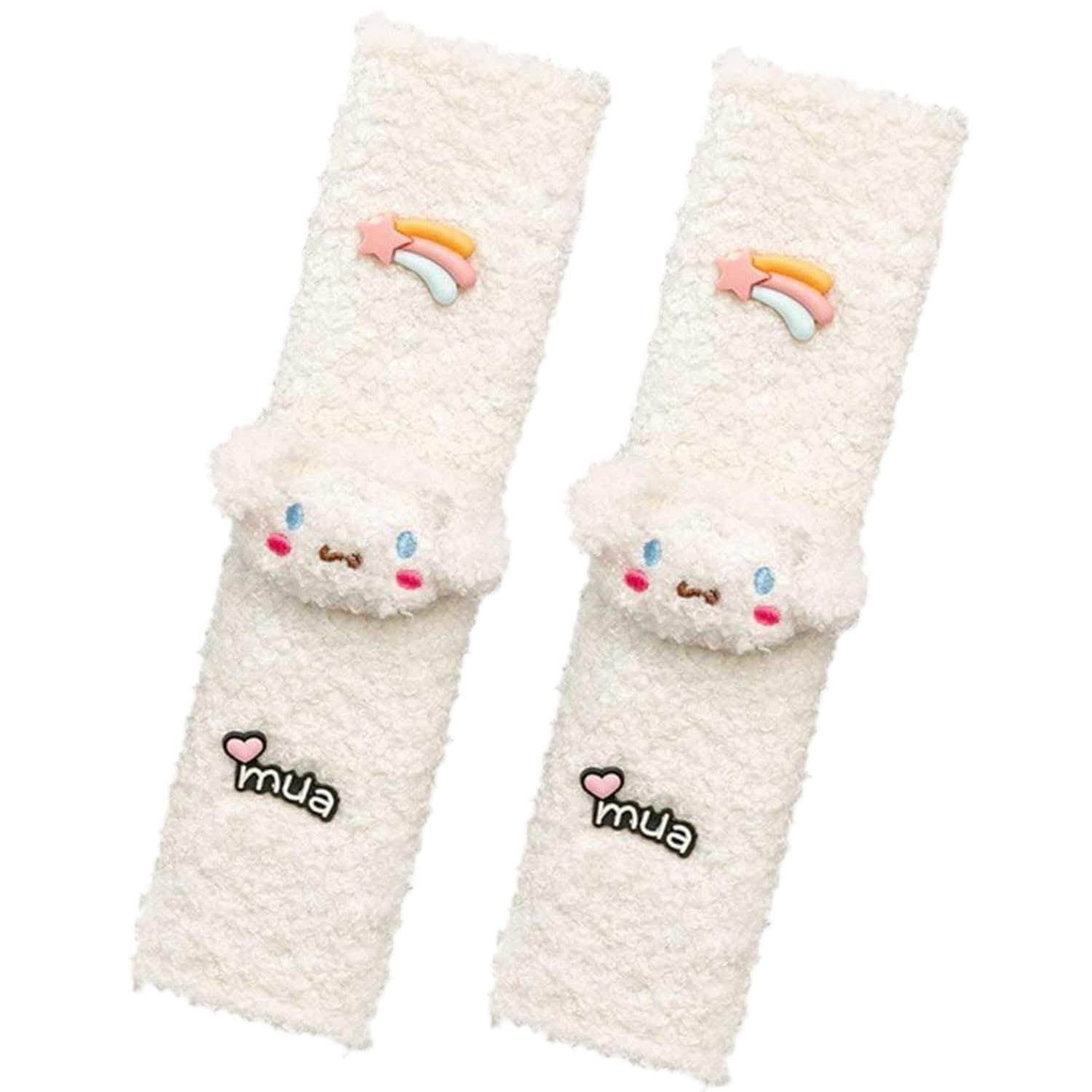Cute Anime Car Seat Belt Strap Cover Set - 2PCS Kawaii Neck Protector & Car Decor for Women (White Dog Design) - Perfect for Daily Commute, Road Trips & Gift Giving