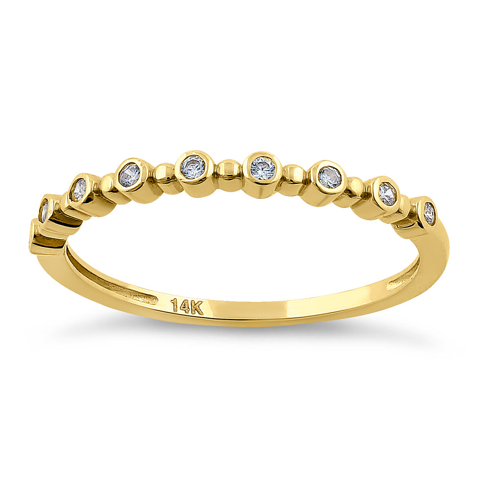 14K Yellow Gold Single Row Round 0.11 ct Diamond Ring for Women - Elegant Wedding Band, Anniversary Gift, or Everyday Jewelry