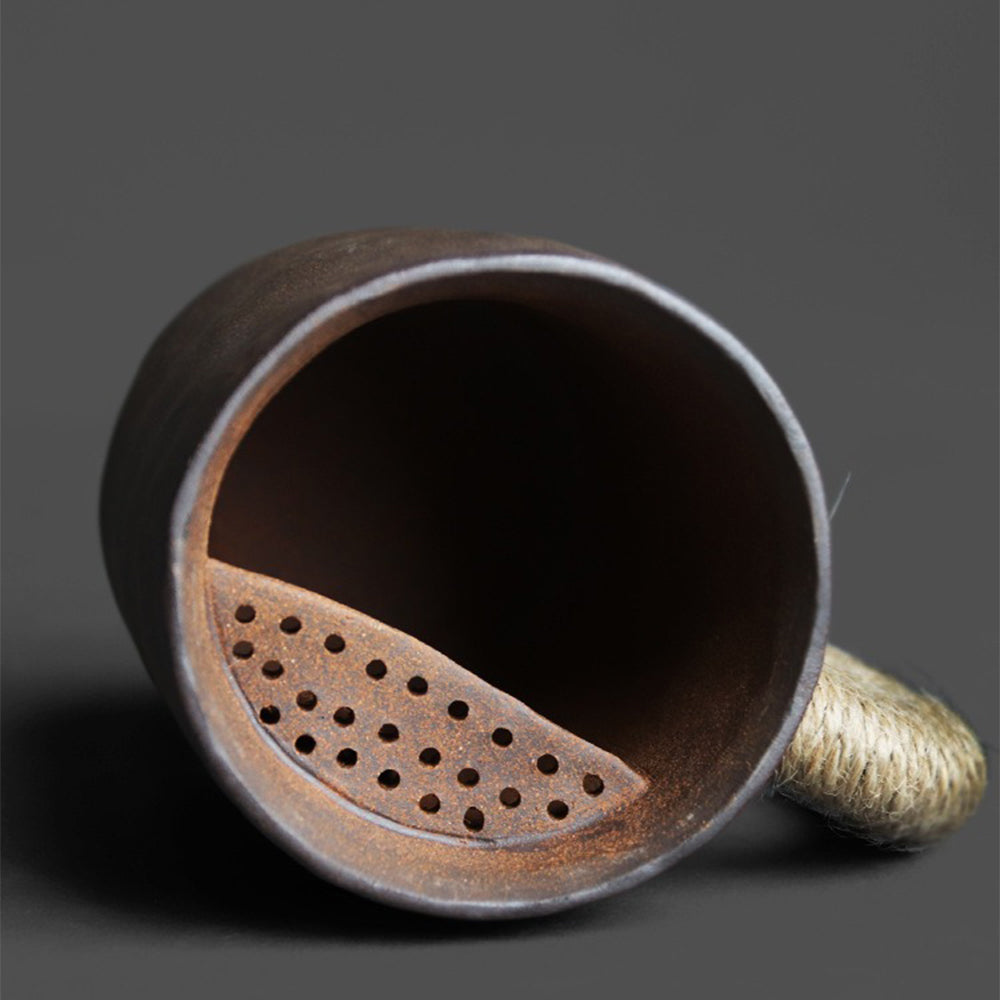Handmade Japanese Coarse Pottery Zen Tea Cup with Bamboo Lid - Perfect for Matcha, Herbal Tea & Meditation Ceremonies