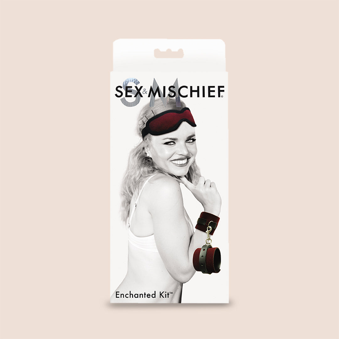Sex & Mischief Enchanted Kit - Velvety Blindfold & Matching Cuffs for Couples | Romantic Bondage Set for Sensual Play, Spicing Up Relationships & Adult Games | Perfect for Valentine's Day, Anniversary Gifts & Bedroom Accessories