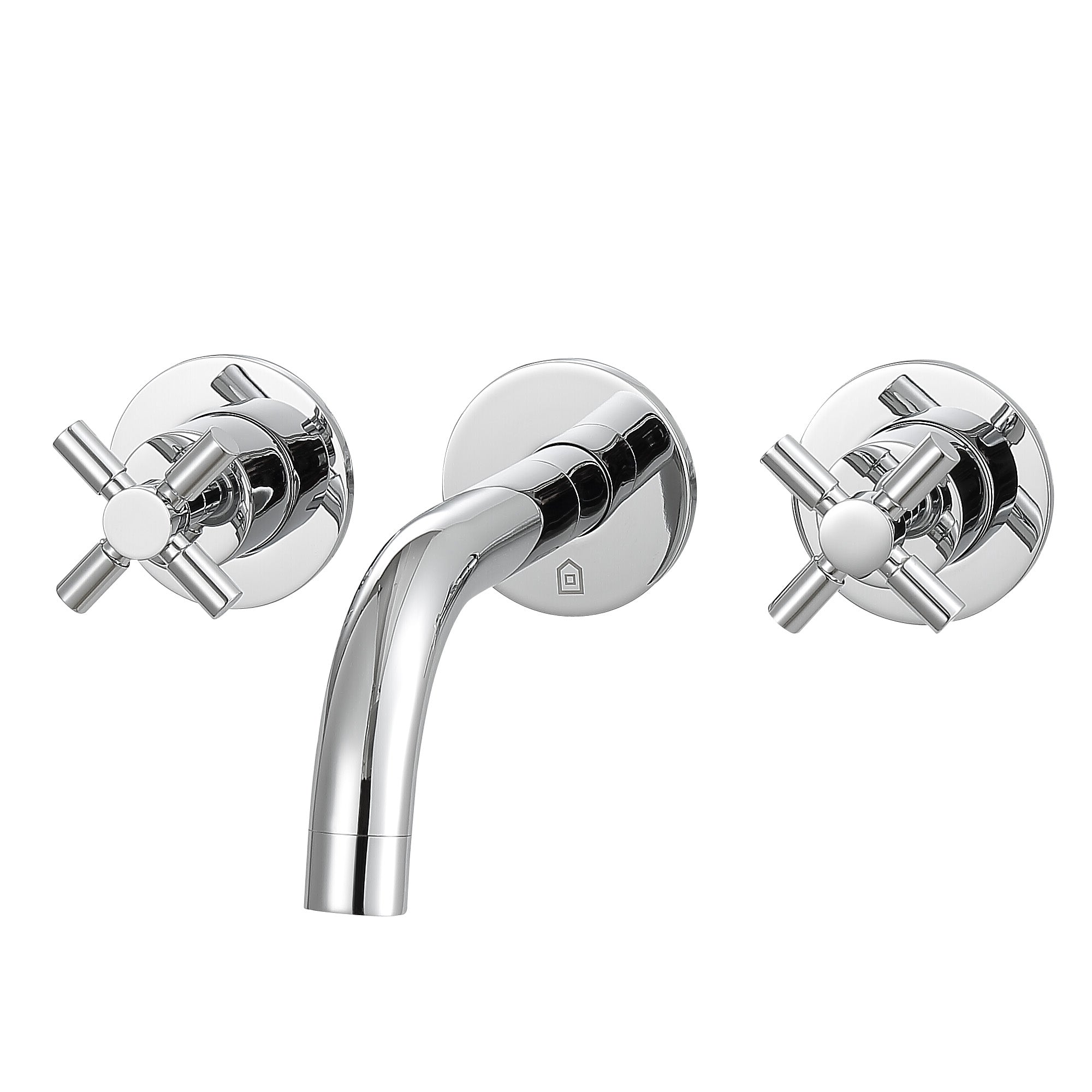 Ancona Prima Two Handle Wall Mounted Bathroom Faucet in Chrome - Modern Waterfall Spout for Vanity Sink, Powder Room & Guest Bath Installation