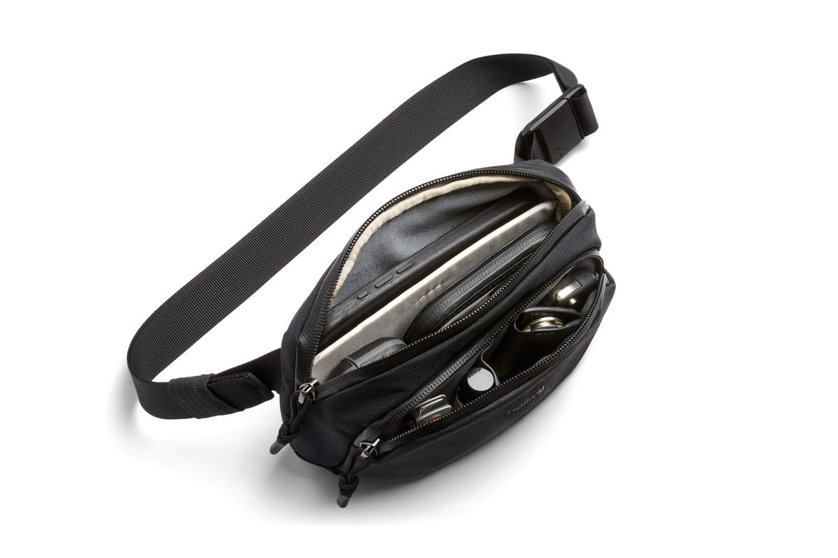 Bellroy Venture Hip Pack 1.5L - Water-Resistant Waist Bag for Travel, Hiking & Everyday Use - Compact Crossbody Fanny Pack with Adjustable Strap (Black)