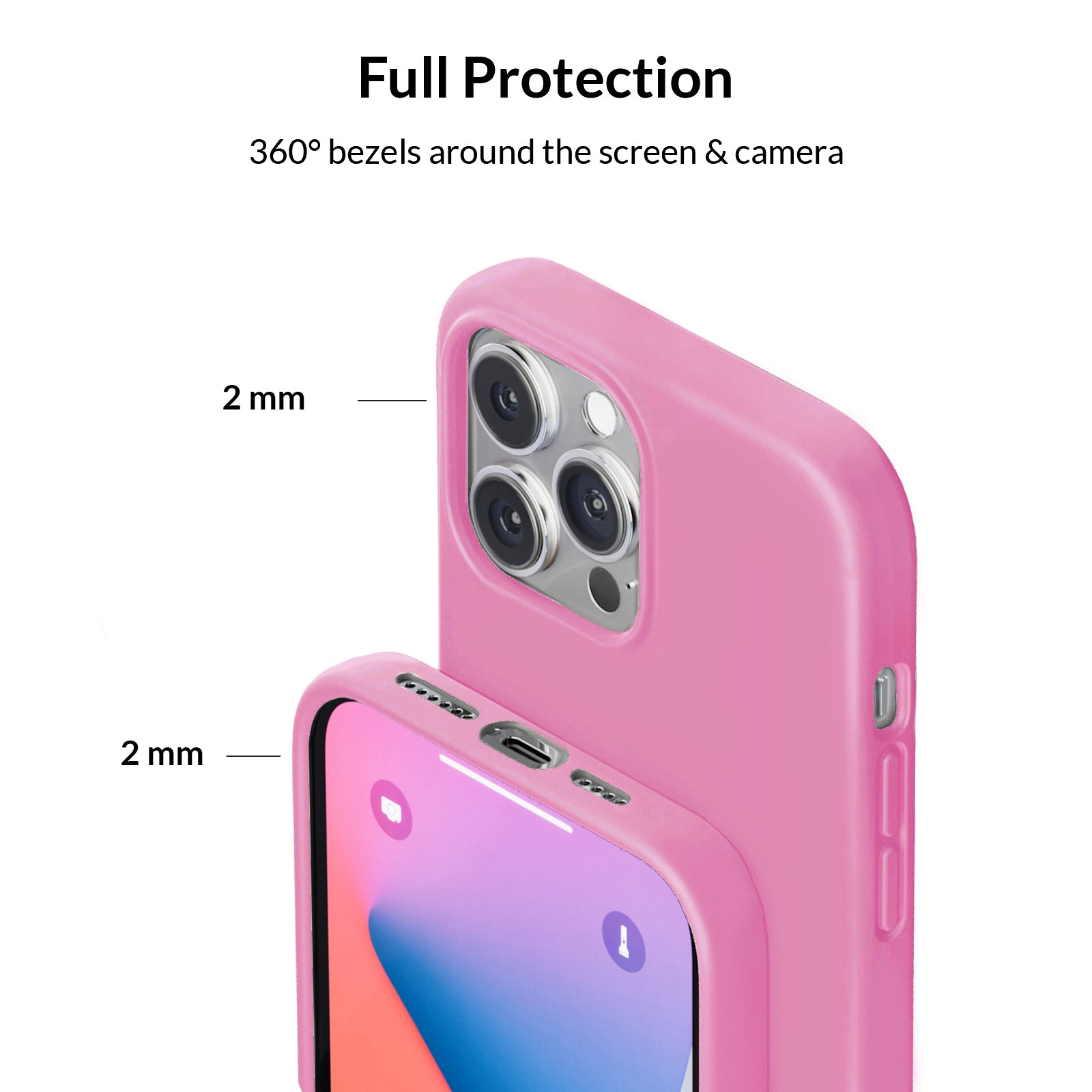 Hot Pink Silicone iPhone Case - Shockproof, Slim & Durable Phone Cover for iPhone 13/14/15 - Perfect for Everyday Use, Gym & Travel
