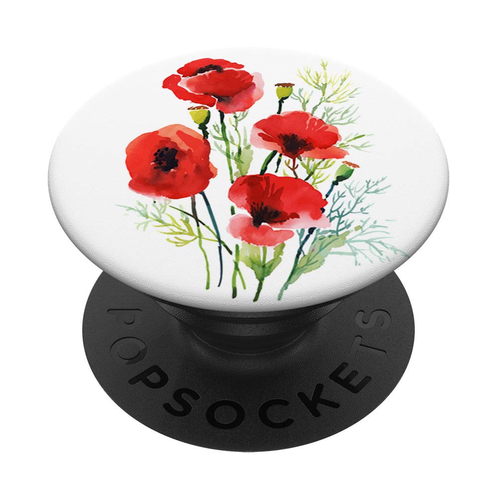 Watercolor Red Poppy Flower on White Background Pattern PopGrip - Swappable Phone & Tablet Grip for iPhone, Samsung | Perfect for Artists, Nature Lovers & Everyday Use