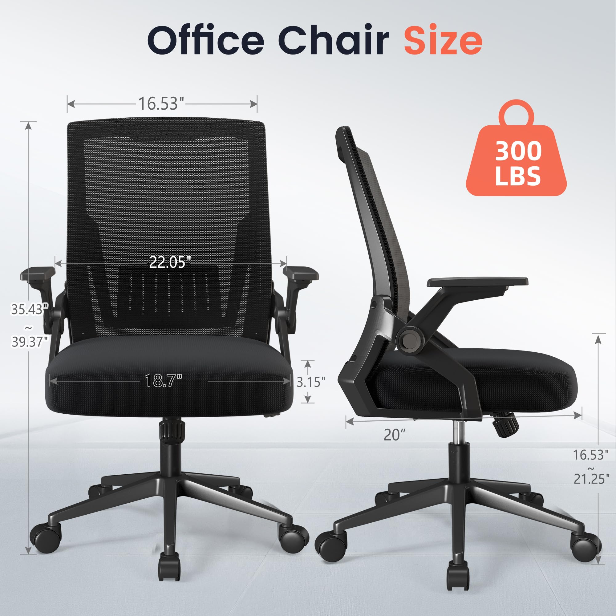GTRACING Ergonomic Office Chair - Adjustable Mesh Computer Desk Chair with Lumbar Support & Flip-Up Arms - Comfortable Gaming & Executive Chair for Home Office (Black) - Perfect for Long Work Hours, Gaming Sessions & Remote Work