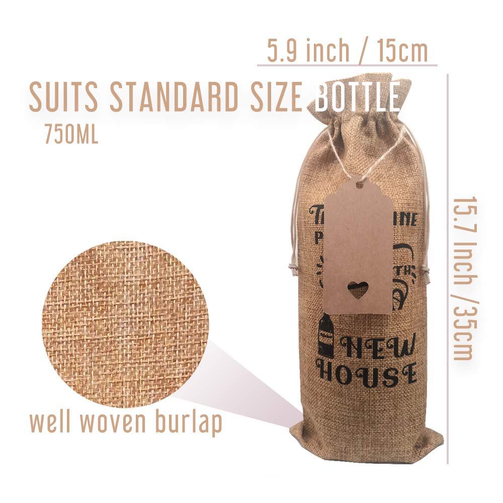 Premium Jute Wine Gift Bag Set of 2 - Elegant Housewarming Present for New Homeowners, Welcome to the Neighborhood Gift for Men & Women - Perfect for House Parties, Holiday Gifting & Hostess Appreciation