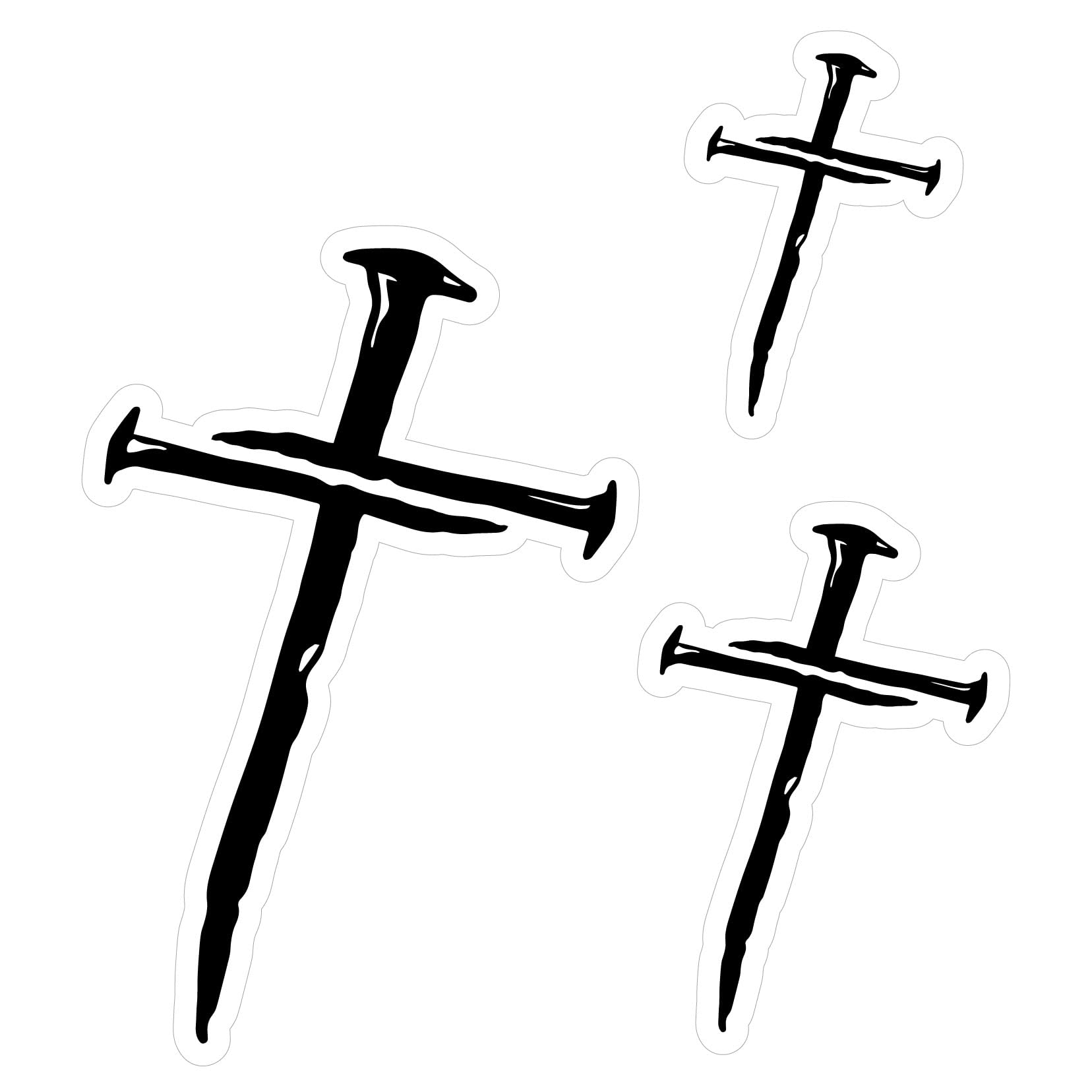 3 Pack Funny Cute Cross Car Decals - Premium Gloss Permanent Vinyl Waterproof Stickers (Black, 2 Inch) - Perfect for Car Windows, Laptops & Water Bottles
