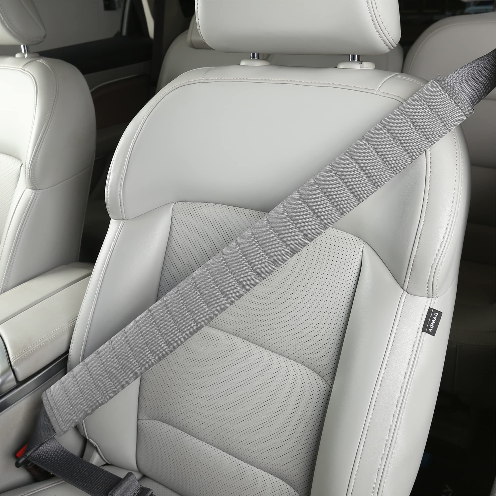 Comfortable Car Seatbelt Covers - Extra Long Shoulder Pads & Protector Sleeves for Adults, Women & Kids - Universal Fit for Honda, Trucks & All Vehicles (1pc, 25.5in, Gray) - Perfect for Long Drives & Road Trips